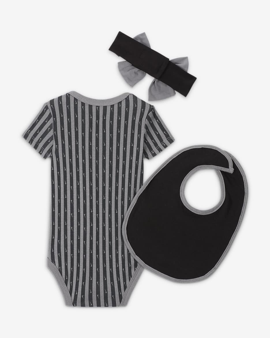 Nike Baby Swoosh Stripe 3 Piece Bodysuit Set